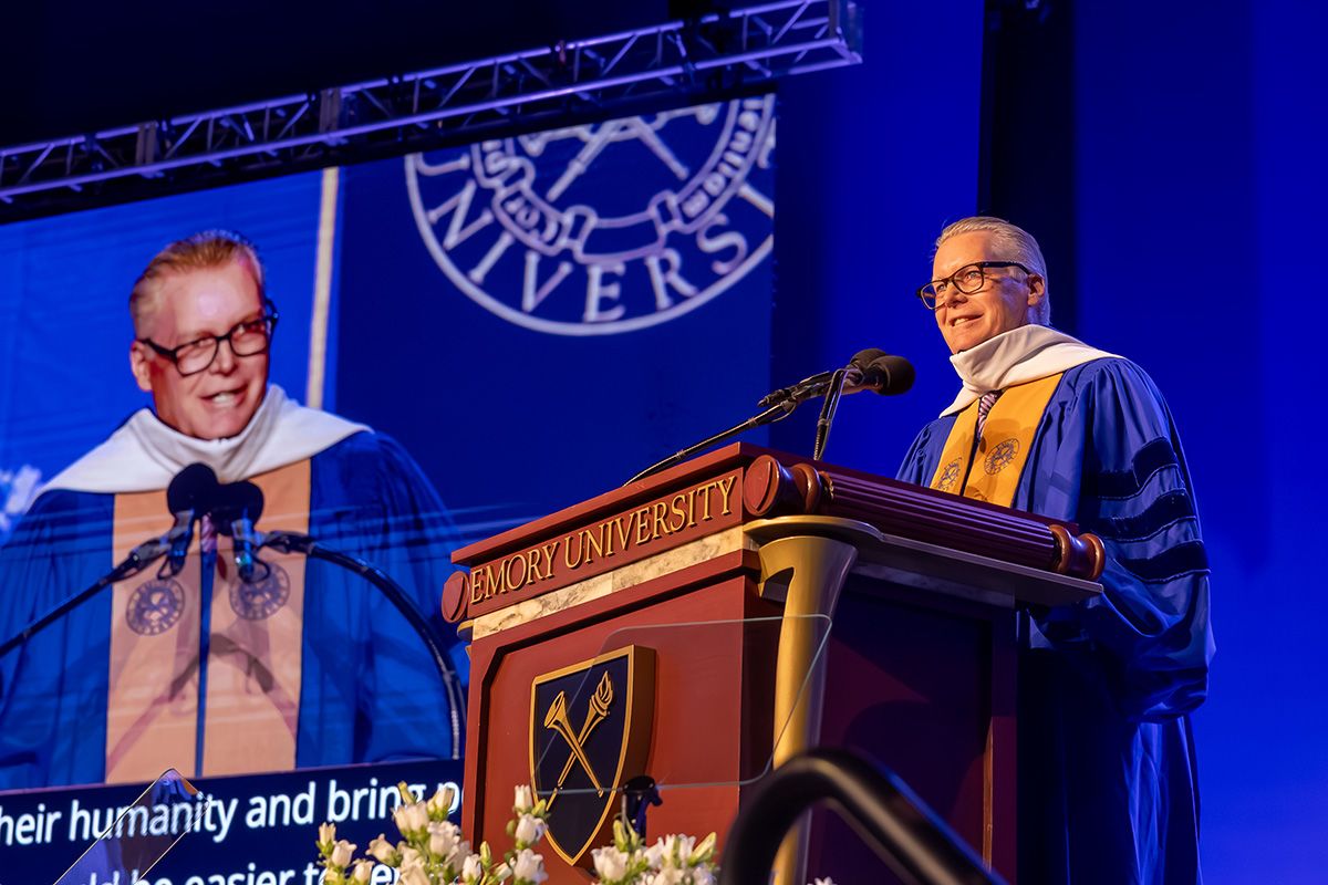 Ed Bastian speaking at Commencement