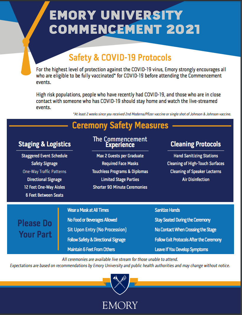 Safety And COVID Protocols Emory University Atlanta GA